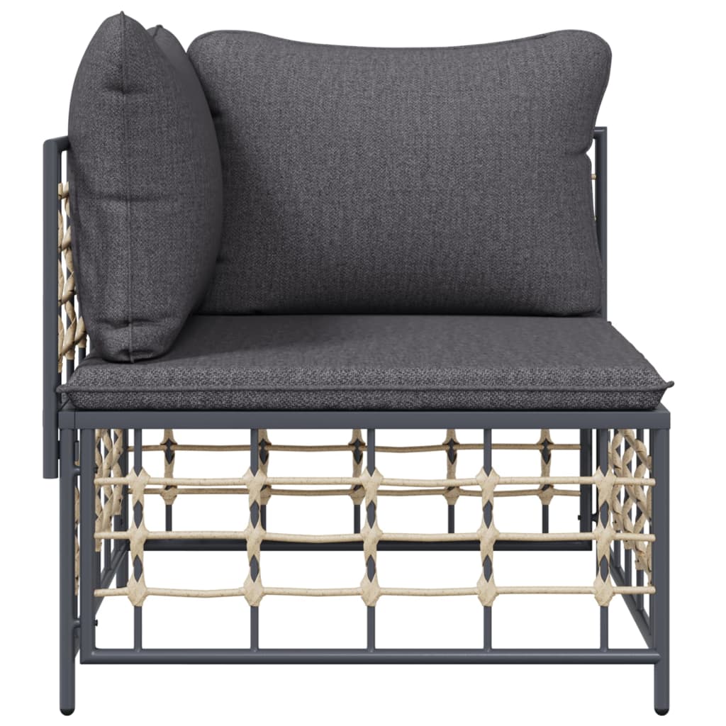 vidaXL Canapé d'angle de jardin avec coussins gris foncé en résine tressée