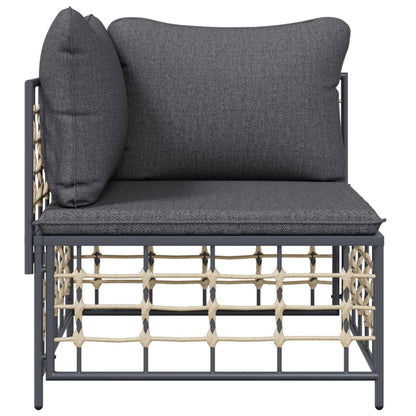 vidaXL Canapé d'angle de jardin avec coussins gris foncé en résine tressée