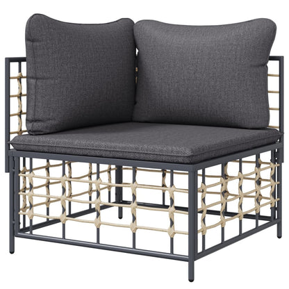 vidaXL Canapé d'angle de jardin avec coussins gris foncé en résine tressée