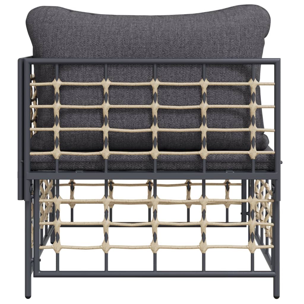vidaXL Canapé d'angle de jardin avec coussins gris foncé en résine tressée