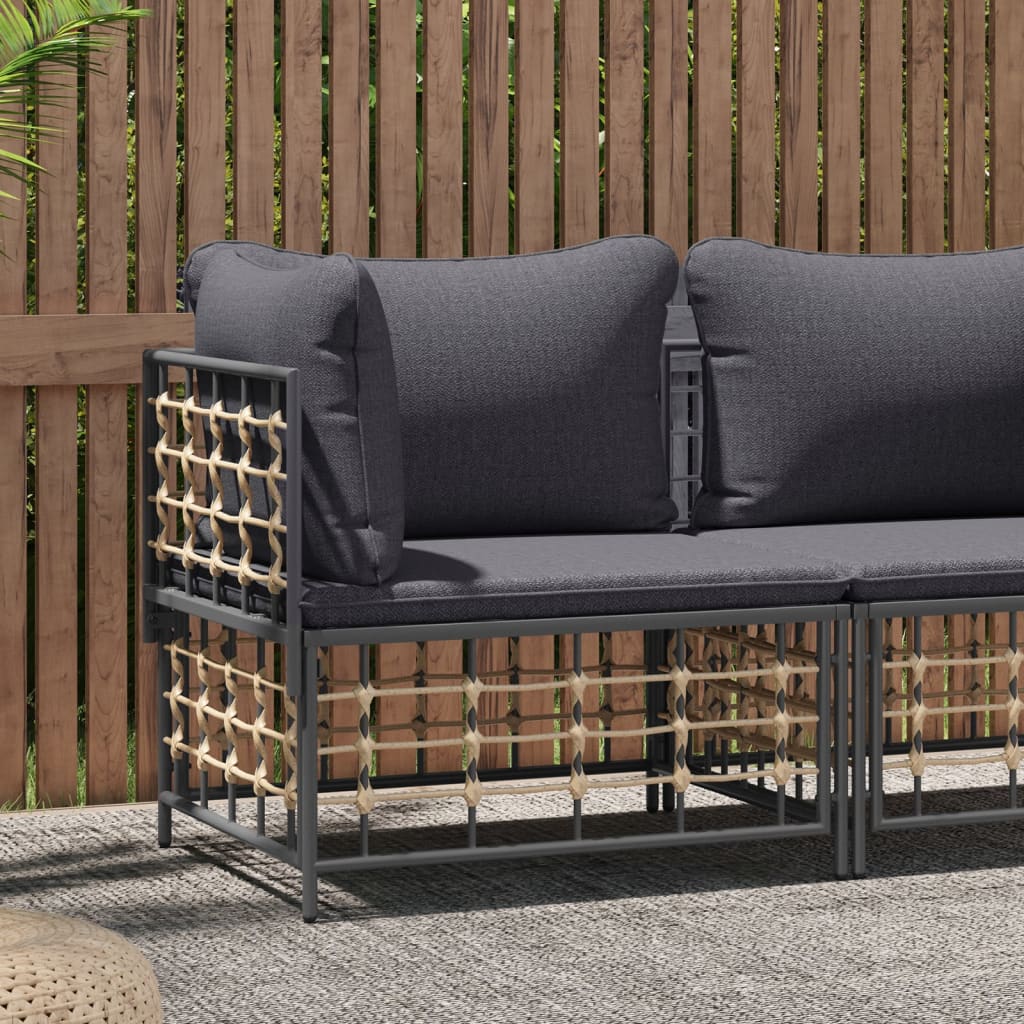 vidaXL Canapé d'angle de jardin avec coussins gris foncé en résine tressée