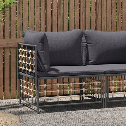 vidaXL Canapé d'angle de jardin avec coussins gris foncé en résine tressée