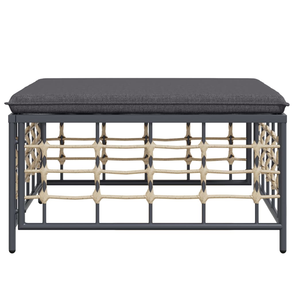 vidaXL Tabouret de jardin en résine tressée avec coussin gris foncé