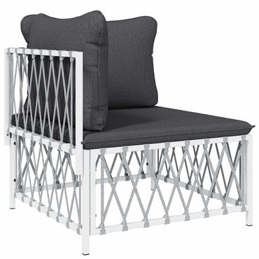 vidaXL Canapé d'angle de jardin avec coussins Tissu Blanc