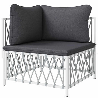 vidaXL Garten-Ecksofa mit Kissen Weiß Gewebe