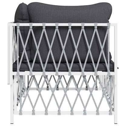 vidaXL Garten-Ecksofa mit Kissen Weiß Gewebe