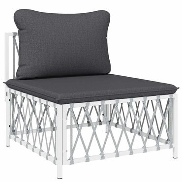 vidaXL Canapé central de jardin avec coussins Tissu blanc