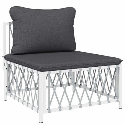 vidaXL Canapé central de jardin avec coussins Tissu blanc