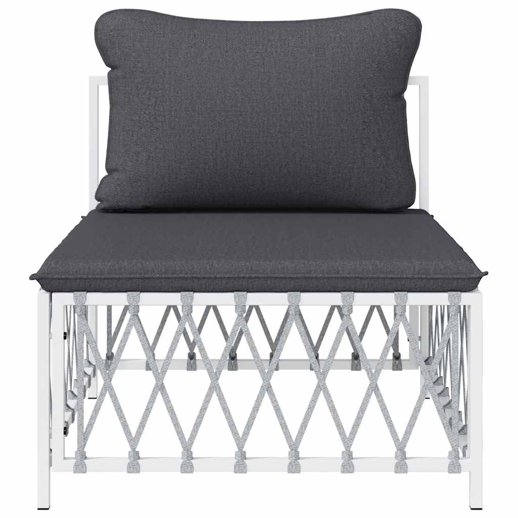 vidaXL Canapé central de jardin avec coussins Tissu blanc