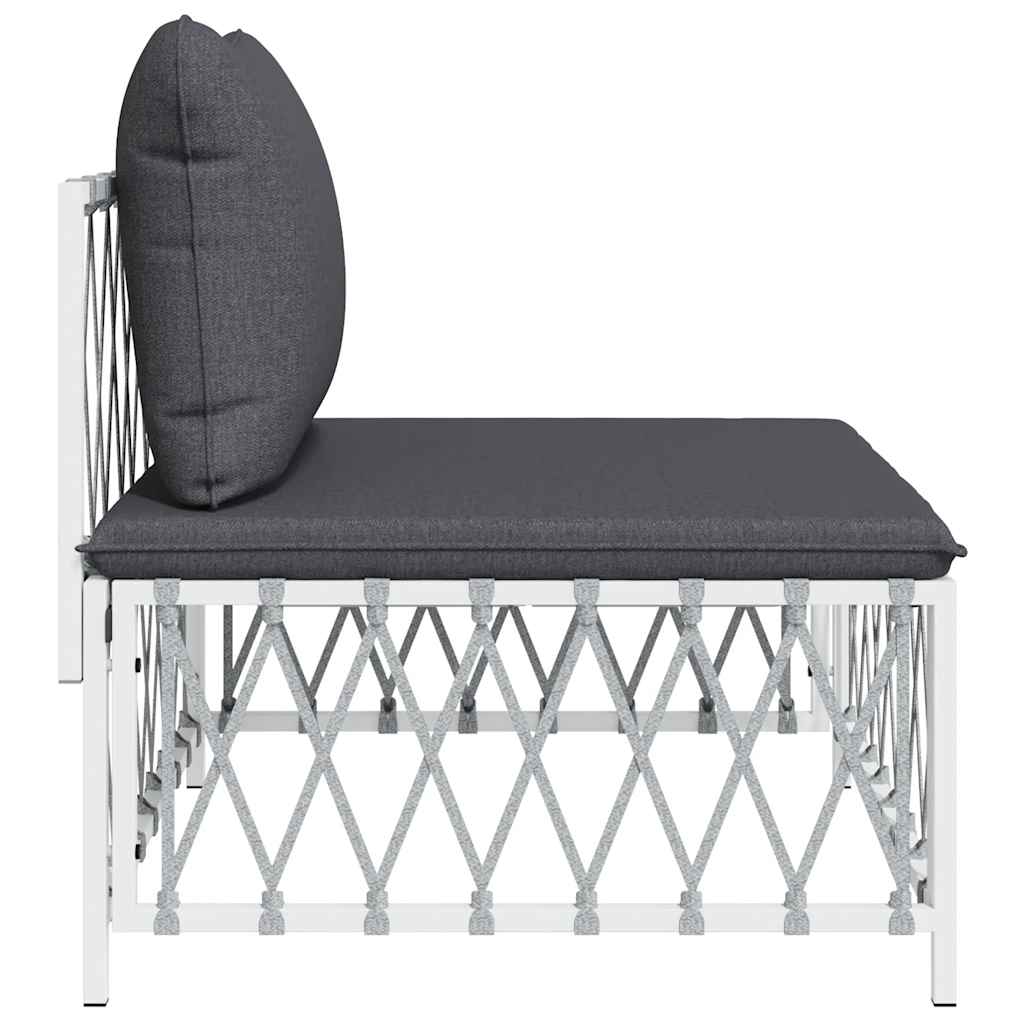 vidaXL Canapé central de jardin avec coussins Tissu blanc