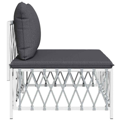 vidaXL Canapé central de jardin avec coussins Tissu blanc