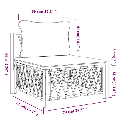 vidaXL Canapé central de jardin avec coussins Tissu blanc