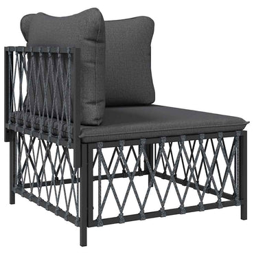 vidaXL Canapé d'angle de jardin avec coussins Tissu anthracite
