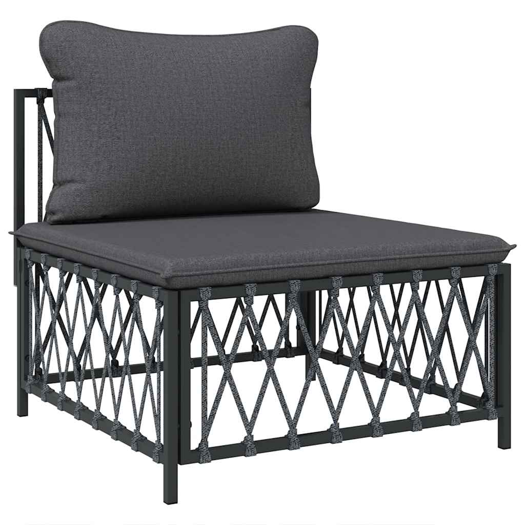 vidaXL Canapé central de jardin avec coussins Tissu anthracite