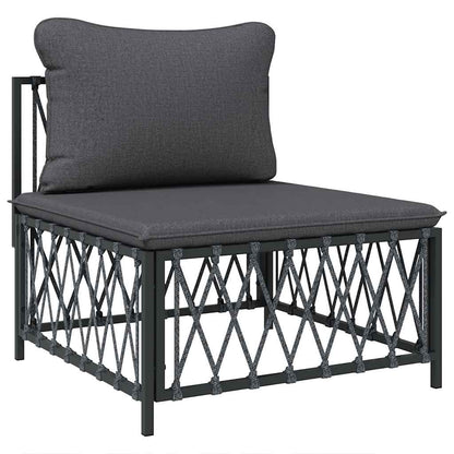 vidaXL Canapé central de jardin avec coussins Tissu anthracite
