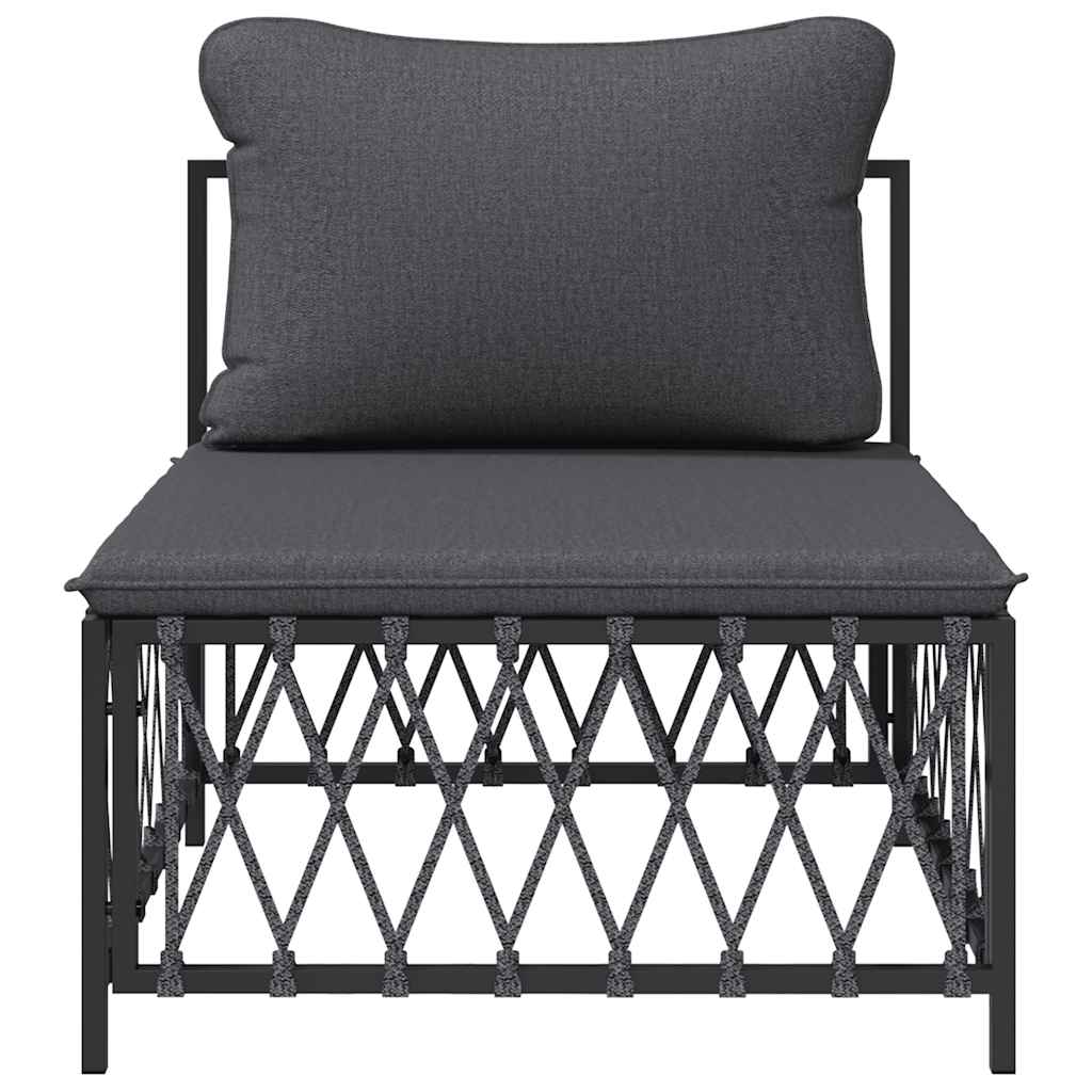 vidaXL Canapé central de jardin avec coussins Tissu anthracite