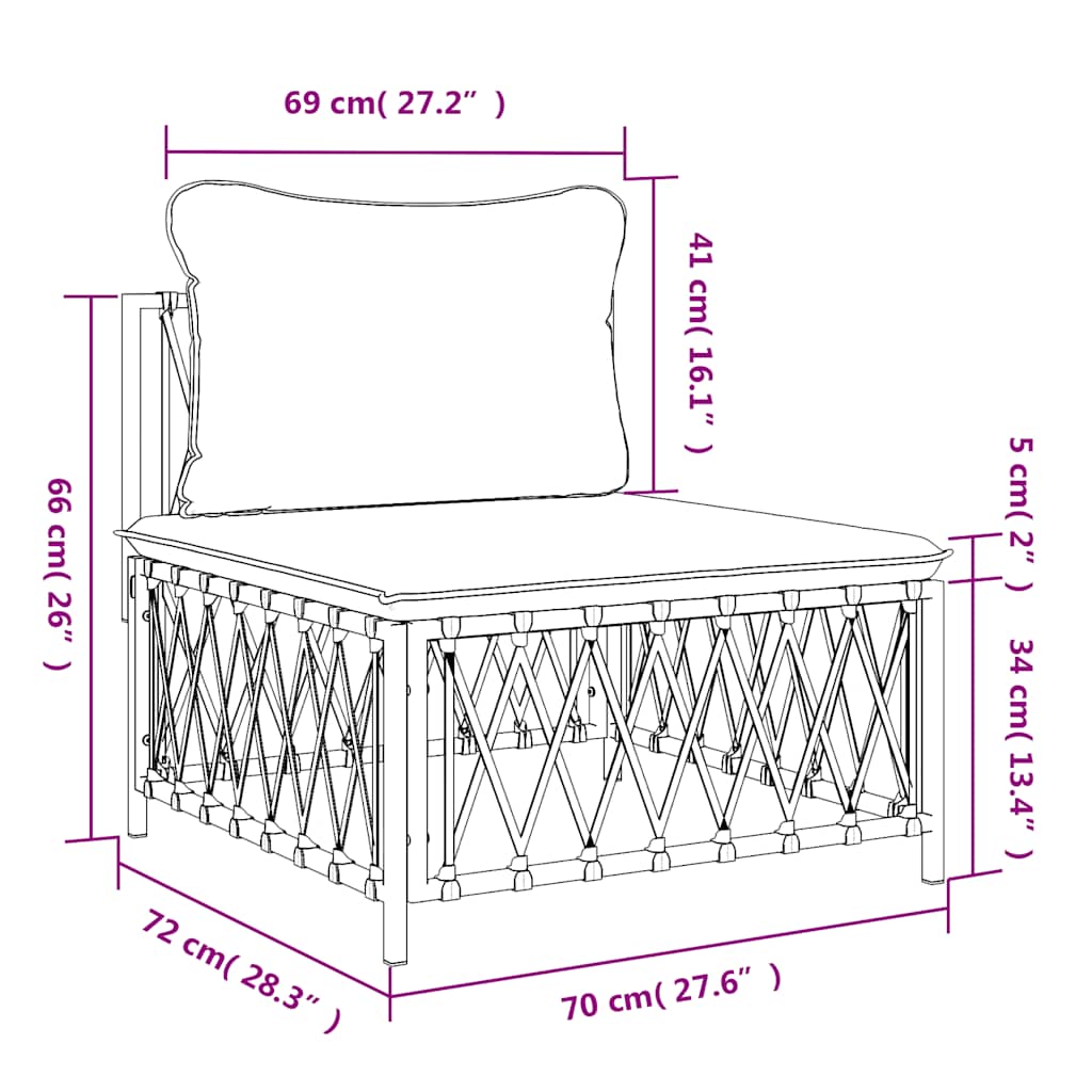 vidaXL Canapé central de jardin avec coussins Tissu anthracite