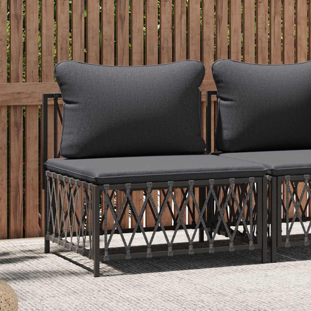 vidaXL Canapé central de jardin avec coussins Tissu anthracite