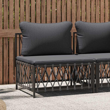 vidaXL Canapé central de jardin avec coussins Tissu anthracite