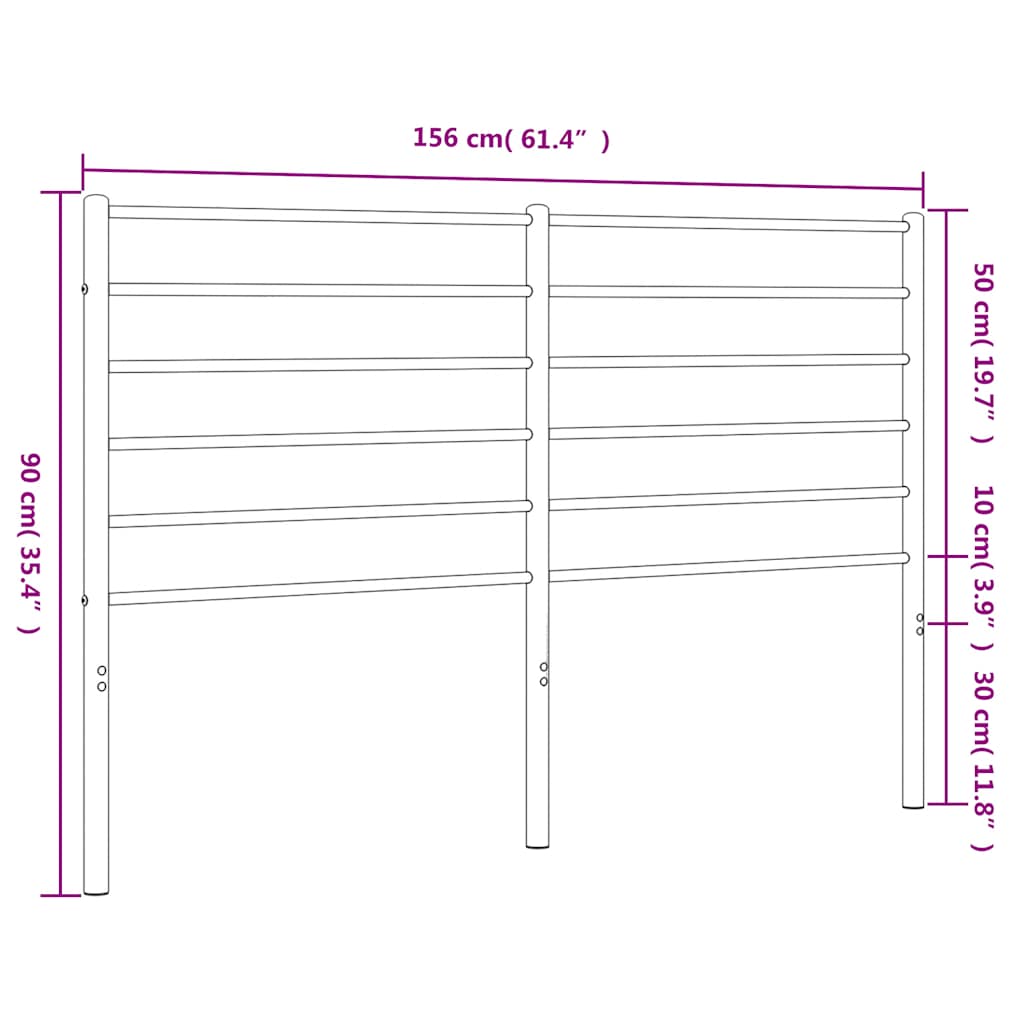 vidaXL Ersatz-Kopfteil Metall Schwarz 150 cm