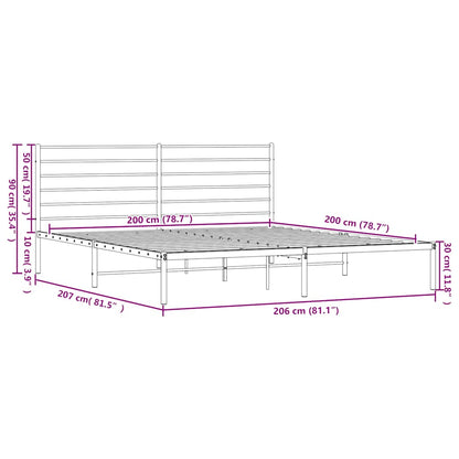 Bettgestell mit Kopfteil Metall Weiß 200x200 cm