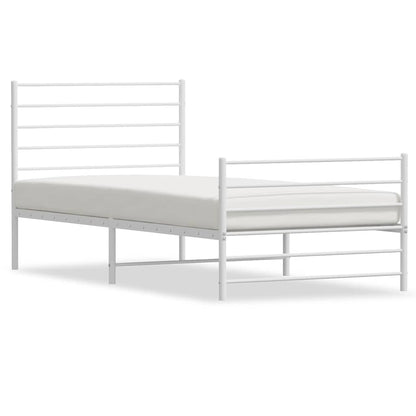 vidaXL Bettgestell mit Kopf- und Fußteil Metall Weiß 75x190 cm