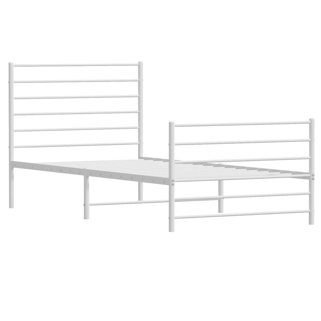 vidaXL Bettgestell mit Kopf- und Fußteil Metall Weiß 75x190 cm