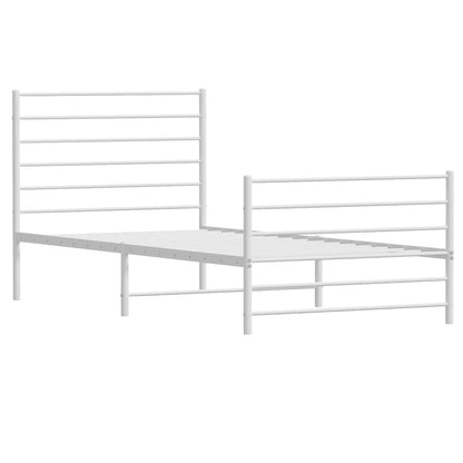 vidaXL Bettgestell mit Kopf- und Fußteil Metall Weiß 75x190 cm