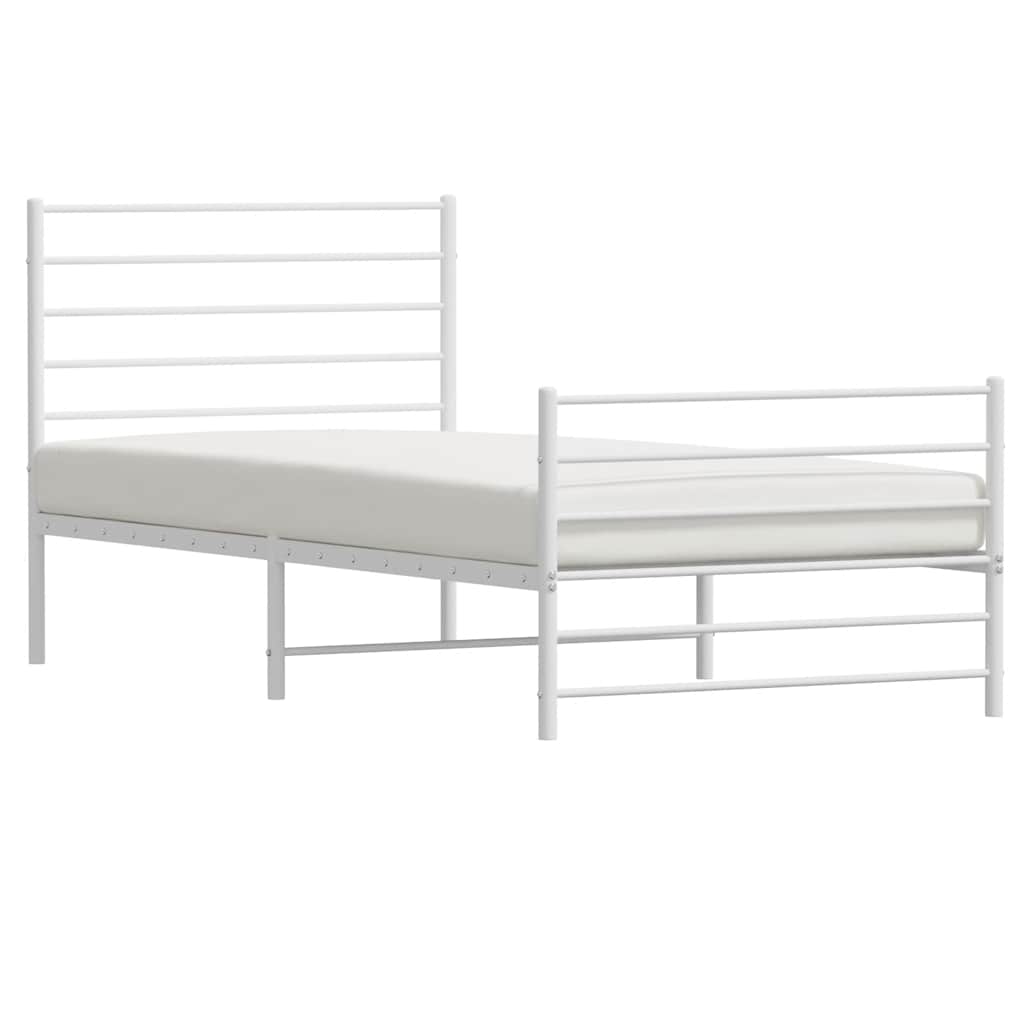 vidaXL Bettgestell mit Kopf- und Fußteil Metall Weiß 75x190 cm