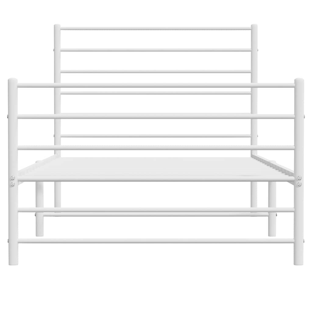 vidaXL Bettgestell mit Kopf- und Fußteil Metall Weiß 75x190 cm