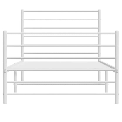 vidaXL Bettgestell mit Kopf- und Fußteil Metall Weiß 75x190 cm
