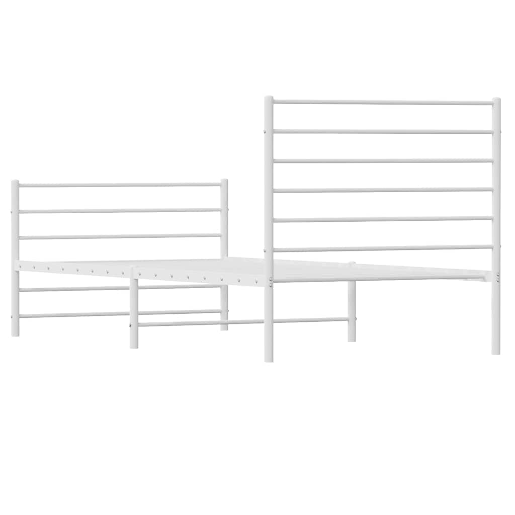 vidaXL Bettgestell mit Kopf- und Fußteil Metall Weiß 75x190 cm