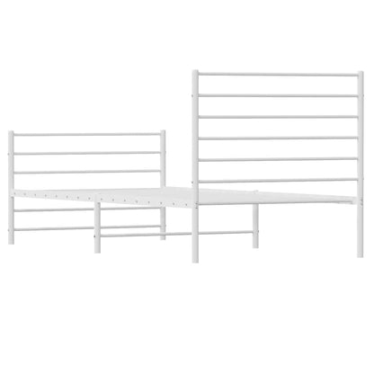 vidaXL Bettgestell mit Kopf- und Fußteil Metall Weiß 75x190 cm