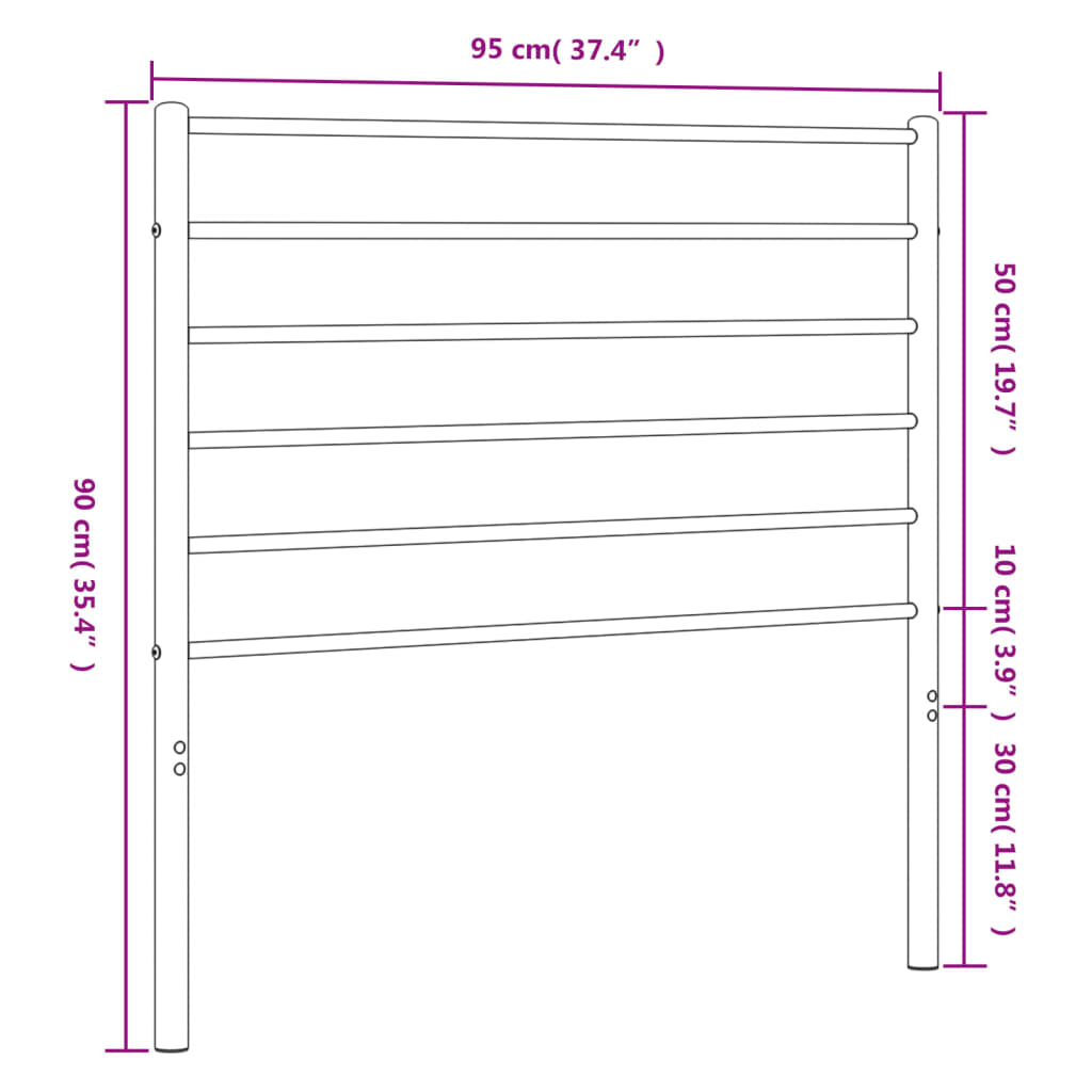vidaXL Ersatz-Kopfteil Metall Weiß 90 cm