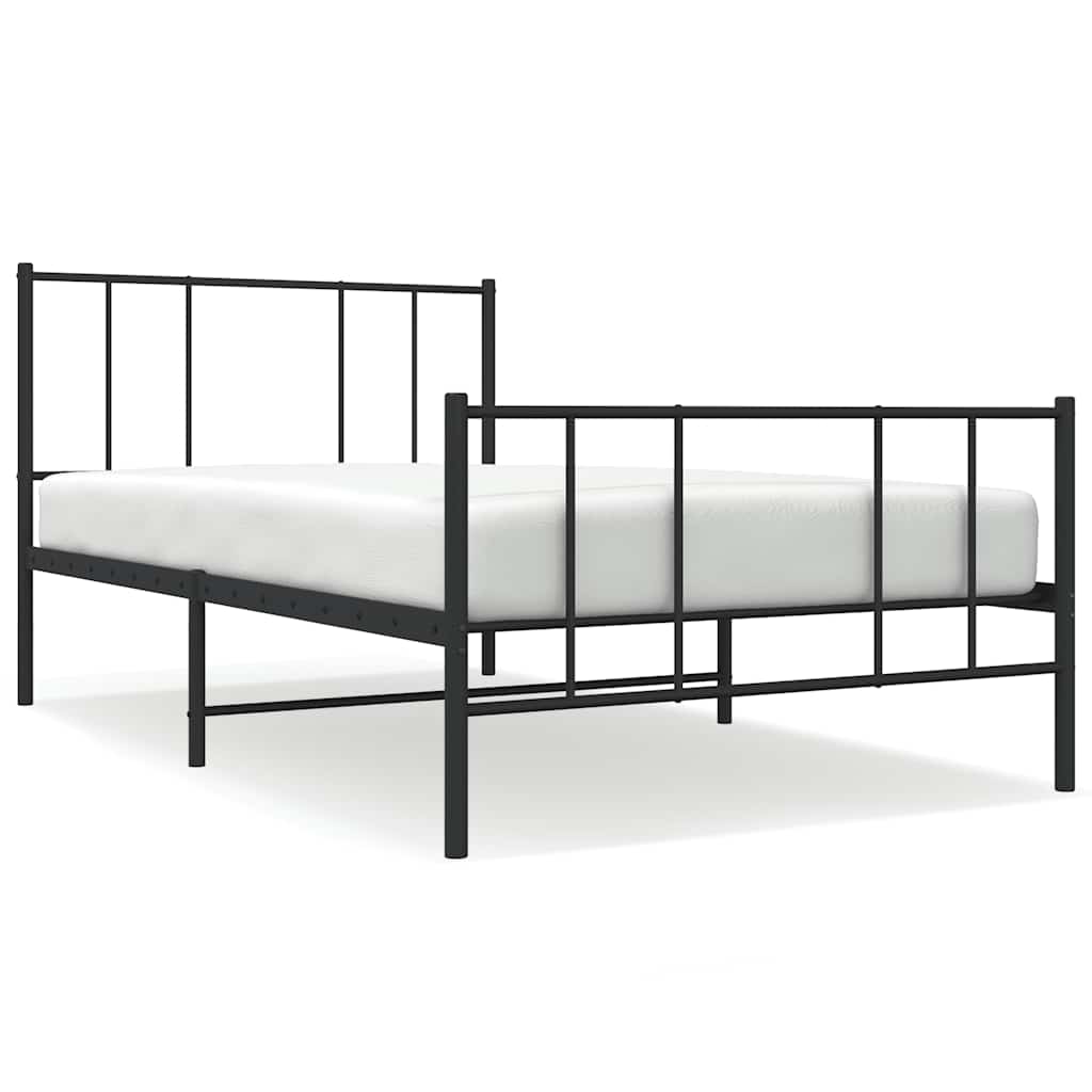 vidaXL Cadre de lit avec têtes et pieds de lit Métal Noir 90x200 cm