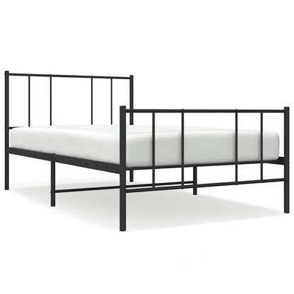 vidaXL Cadre de lit avec têtes et pieds de lit Métal Noir 90x200 cm
