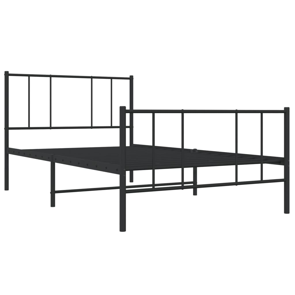 vidaXL Cadre de lit avec têtes et pieds de lit Métal Noir 90x200 cm