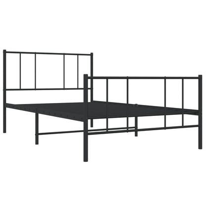 vidaXL Cadre de lit avec têtes et pieds de lit Métal Noir 90x200 cm