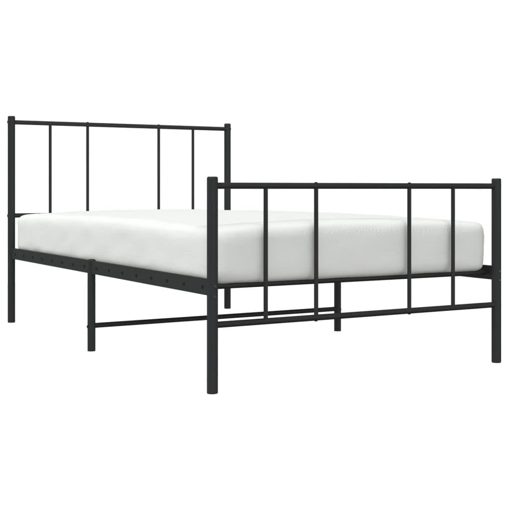 vidaXL Cadre de lit avec têtes et pieds de lit Métal Noir 90x200 cm