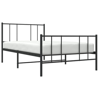 vidaXL Cadre de lit avec têtes et pieds de lit Métal Noir 90x200 cm