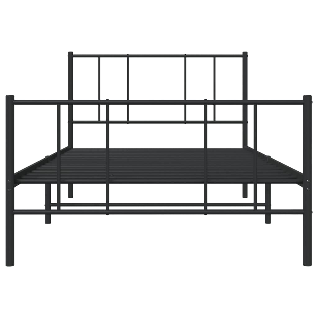 vidaXL Cadre de lit avec têtes et pieds de lit Métal Noir 90x200 cm