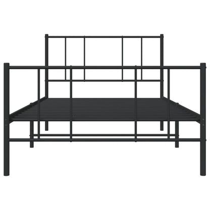 vidaXL Cadre de lit avec têtes et pieds de lit Métal Noir 90x200 cm