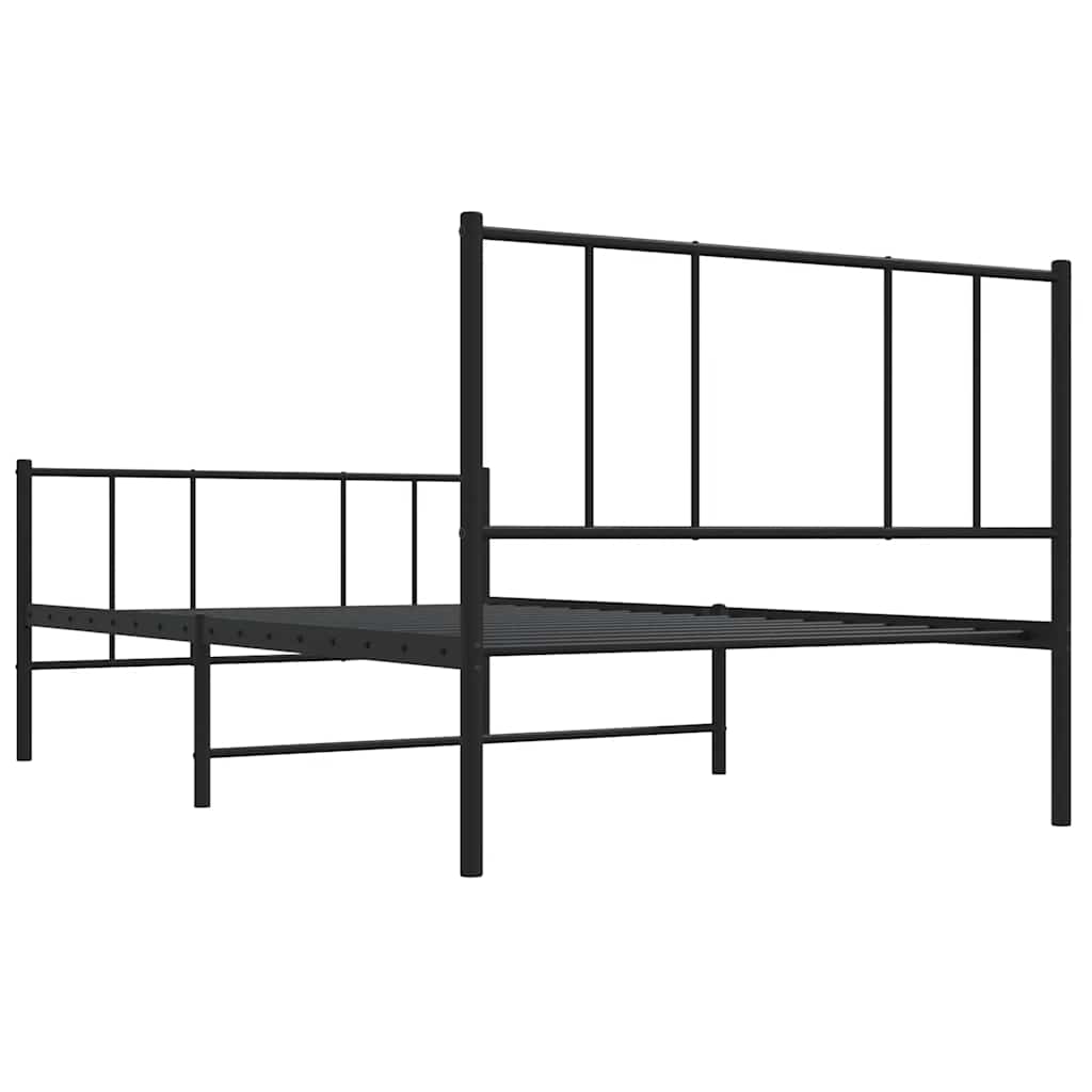 vidaXL Cadre de lit avec têtes et pieds de lit Métal Noir 90x200 cm