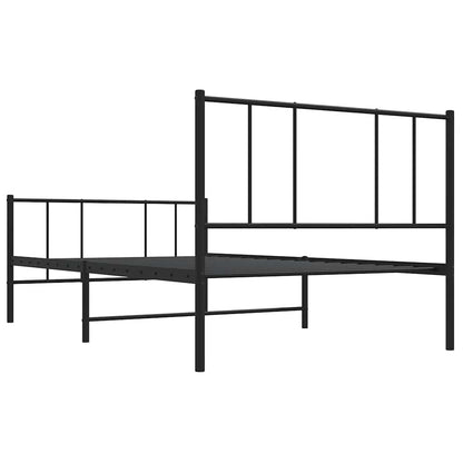 vidaXL Cadre de lit avec têtes et pieds de lit Métal Noir 90x200 cm