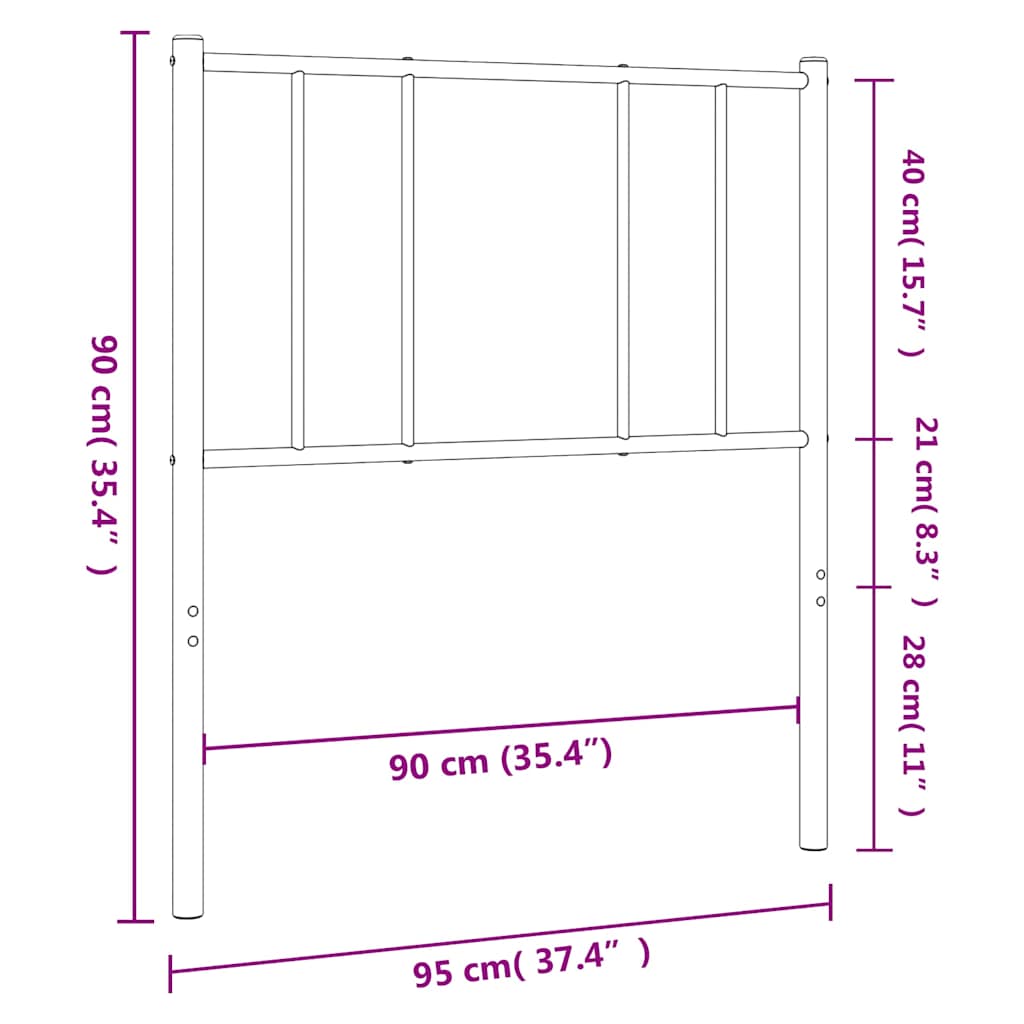 vidaXL Ersatz-Kopfteil Metall Schwarz 90 cm