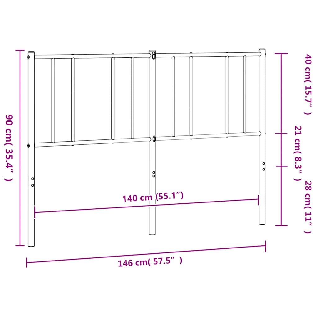vidaXL Ersatz-Kopfteil Metall Schwarz 140 cm