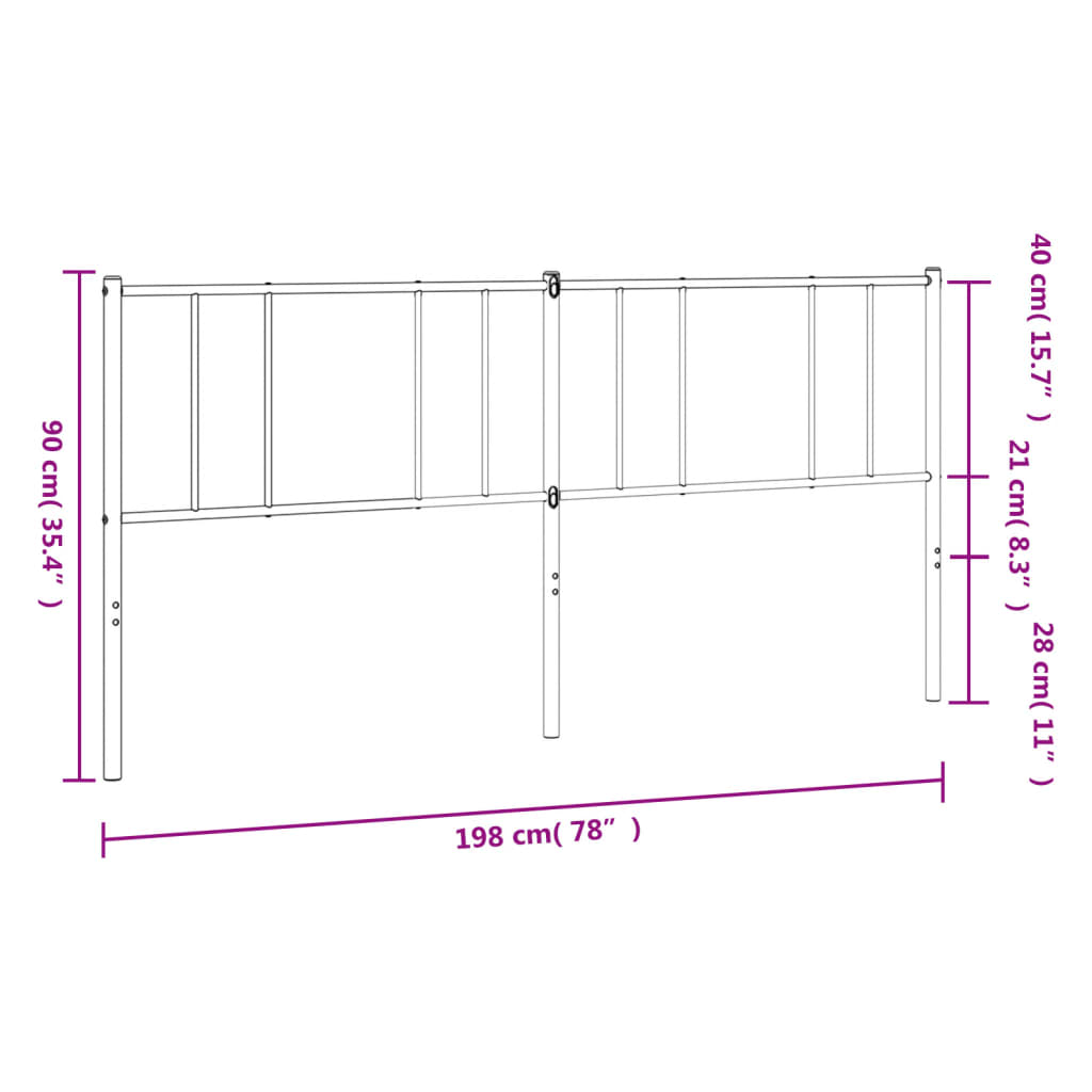 vidaXL Ersatz-Kopfteil Metall Schwarz 193 cm