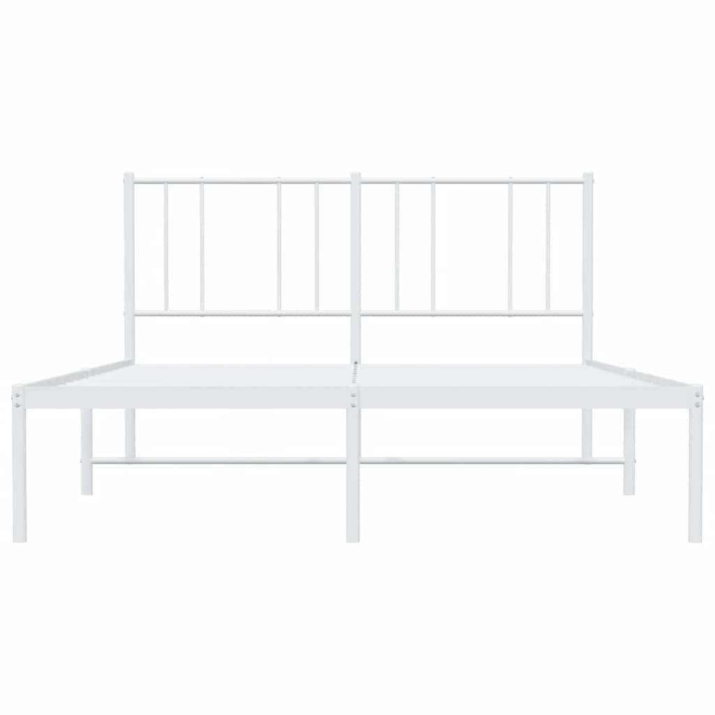 Bettgestell mit Kopfteil Metall Weiß 140x200 cm
