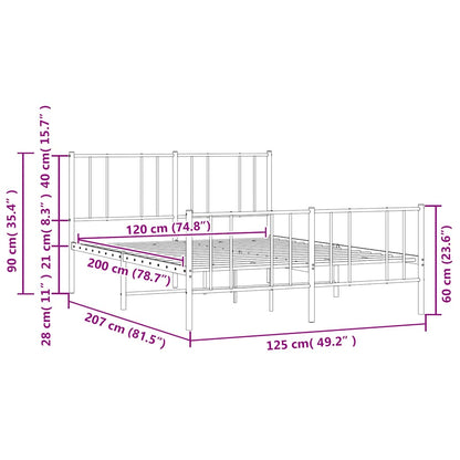 Bettgestell mit Kopf- und Fußteil Metall Weiß 120x200 cm