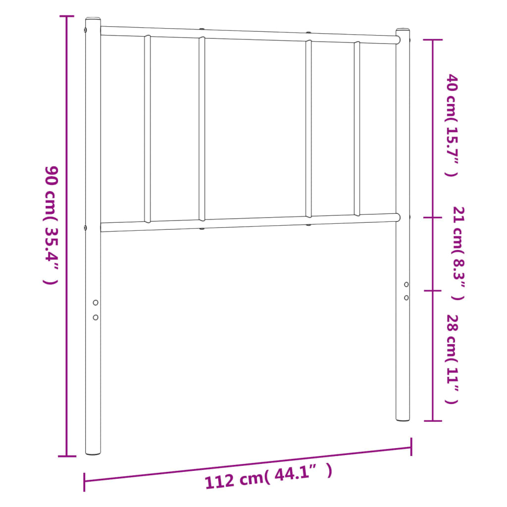 vidaXL Ersatz-Kopfteil Metall Weiß 107 cm